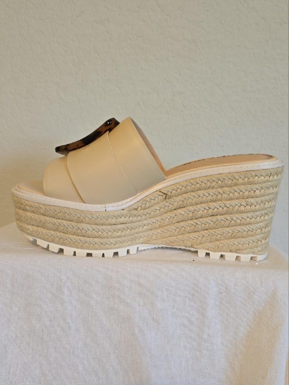 Sam Edelman "Livi Sand Leather" Espadrille Wedge W/Tortoise Buckle Size 7.5 NWOT - Picture 10 of 16